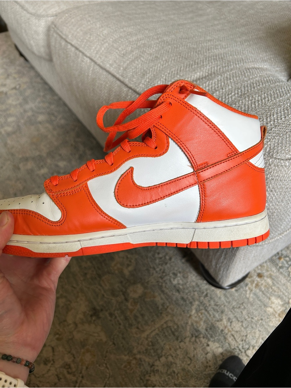 Nike Orange and White Mid-Top Sneakers